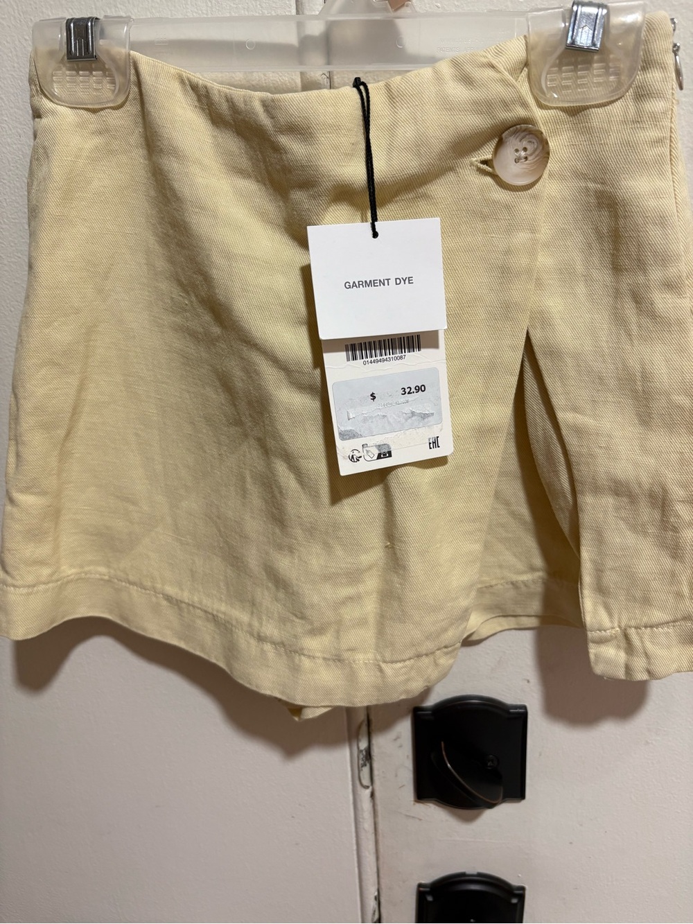 Zara NWT light yellow linen-blend wrap skort